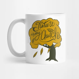 Nature Is My Church Falling Leaves Mug